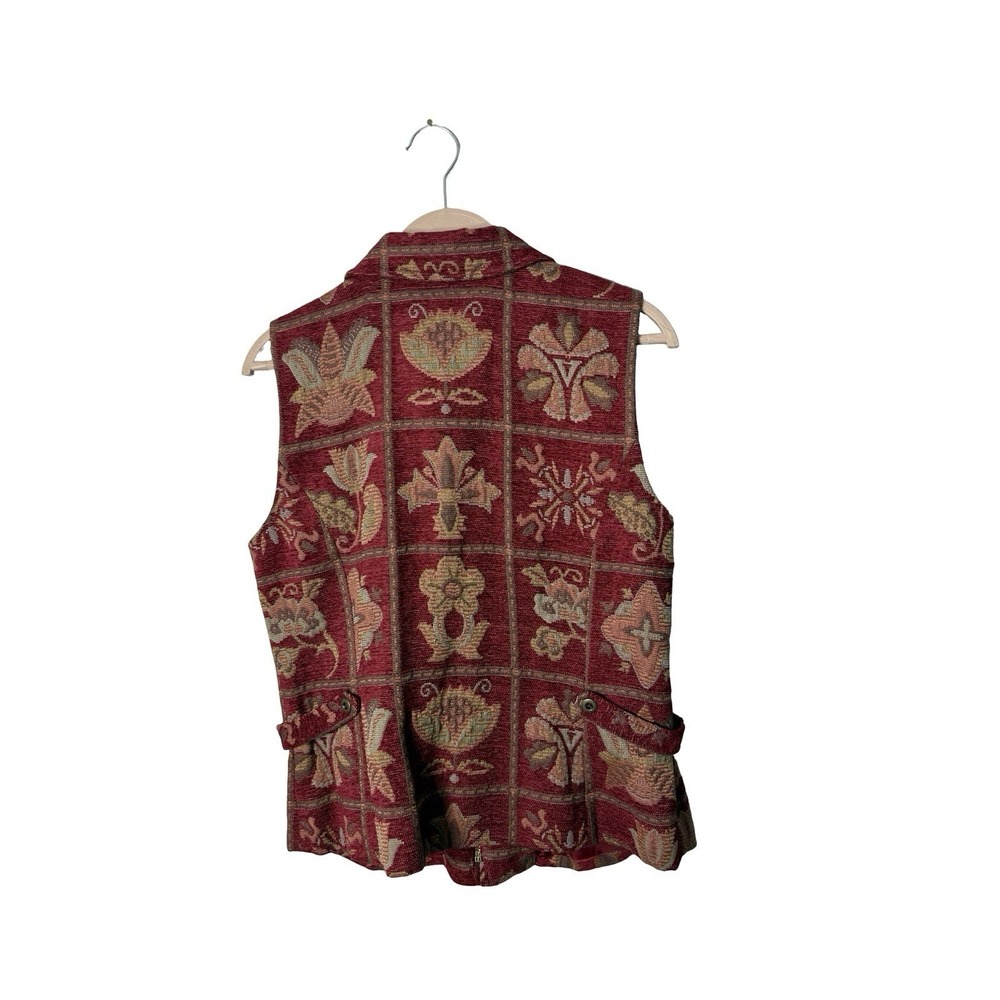 Christopher Banks Tapestry Button Vest Sz M floral art to wear boho new - Picture 2 of 2